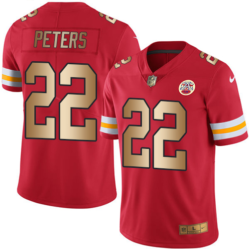 Nike Chiefs #22 Marcus Peters Red Men's Stitched NFL Limited Gold Rush Jersey - Click Image to Close